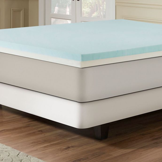 Combination Gel Memory Foam 3 Inch Mattress Topper In Blue White Bed Bath Beyond