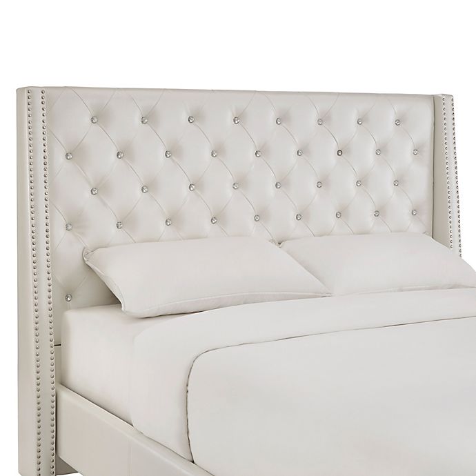 Diane Crystal Tufted Headboard, Diamond Studded Queen Bed Frame