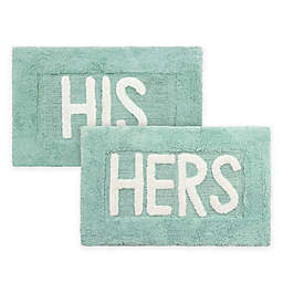 YMF Carpets Jean Pierre &quot;His &amp; Hers Inch Bath Rugs in Aqua (Set of 2)
