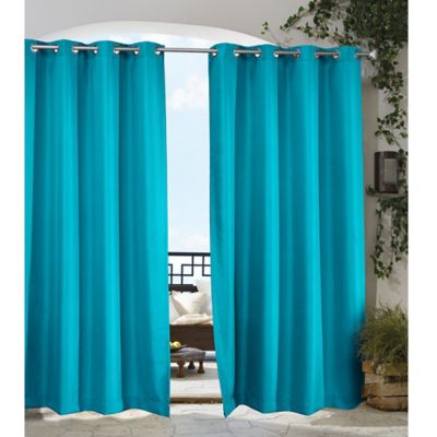 Choose Size Sunbrella Stanton Lagoon Resort Spa Home Decor IndoorOutdoor Brass Nickel Grommet Curtain Panels