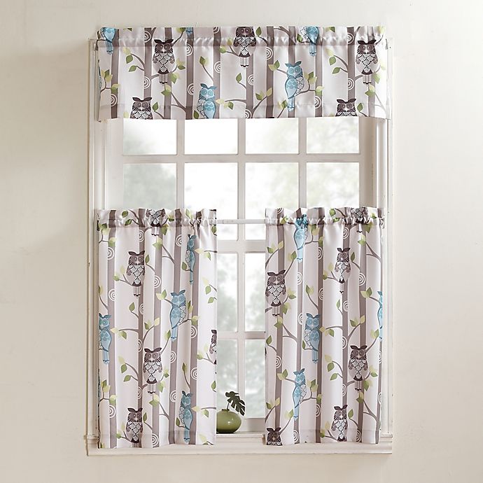 Alternate image 1 for No. 918 Hoot Rod Pocket Kitchen Window Curtain Tier Pair and Valance