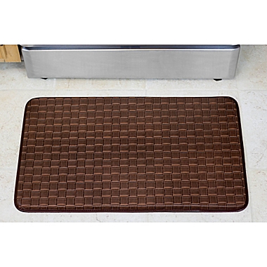 Chef Gear Basket Weave Faux Leather 18-Inch x 30-Inch Comfort Kitchen Mat in Mocha. View a larger version of this product image.