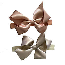 Curls & Pearls 2-Piece Large Shimmer Bow Headbands in Rose Gold/Gold