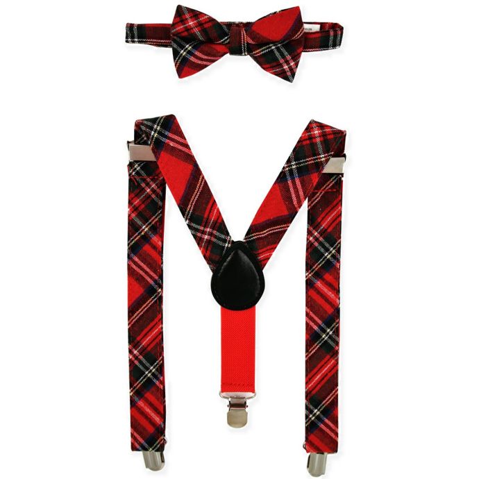 Rising Star™ Infant/Toddler 2Piece Christmas Plaid Suspender and Bow
