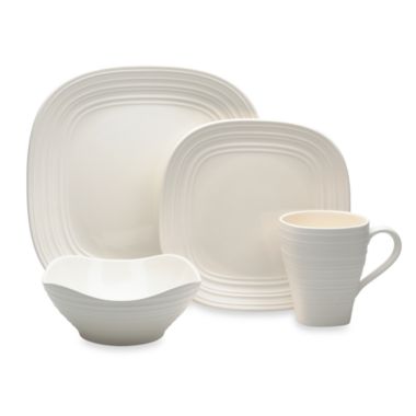Mikasa&reg; Swirl Square Dinnerware Collection in White. View a larger version of this product image.