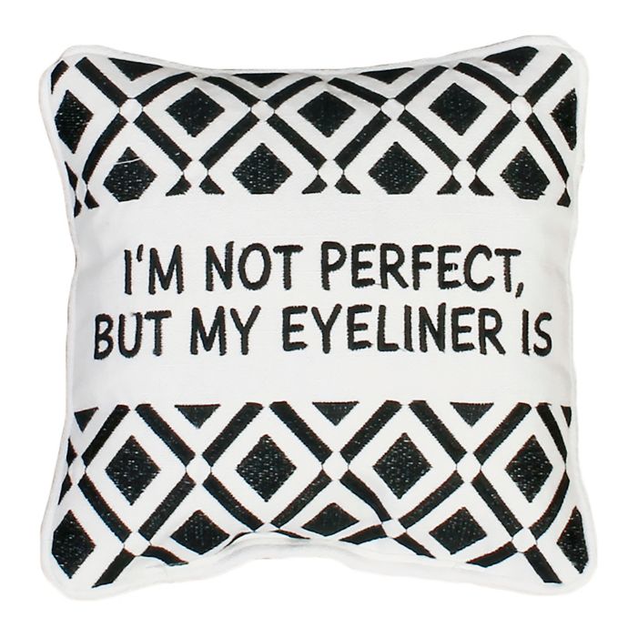 Thro Zoey Eyeliner Square Throw Pillow in White/Black | Bed Bath & Beyond