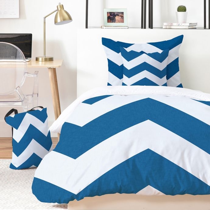 Deny Designs Holli Zollinger Denim Chevron Duvet Cover Set In Blue