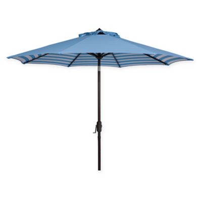 Safavieh UV Resistant Athens Inside Out Striped 9-Foot Crank Umbrella in Blue/White