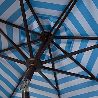 Safavieh UV Resistant Athens Inside Out Striped 9-Foot Crank Umbrella in Blue/White. View a larger version of this product image.