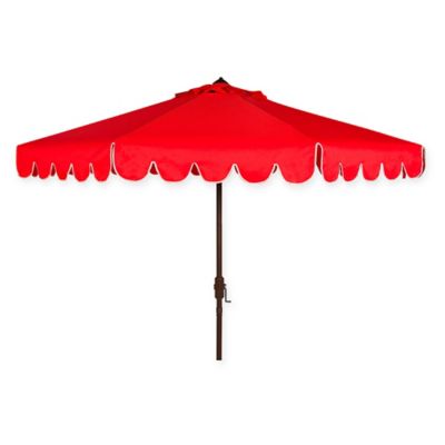 Safavieh UV Resistant Venice Scallop 9-Foot Crank Umbrella in Red/White