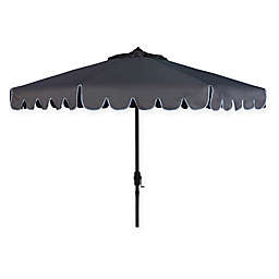 Safavieh UV Resistant Venice Scallop 9-Foot Crank Umbrella in Grey/White