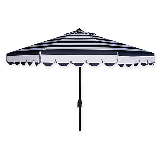 Alternate image 1 for Safavieh UV Resistant Maui Scallop Striped 9-Foot Crank Umbrella