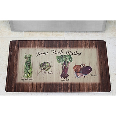 Chef Gear Farm Market Border Gelness 20-Inch x 32-Inch Anti-Fatigue Kitchen Mat in Brown. View a larger version of this product image.