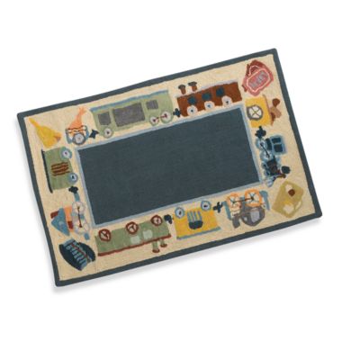 Momeni Lil Mo Choo Choo 2-Foot x 3-Foot Accent Rug in Blue. View a larger version of this product image.