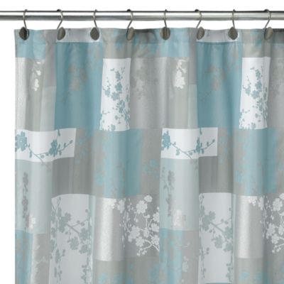 blue cloth shower curtain