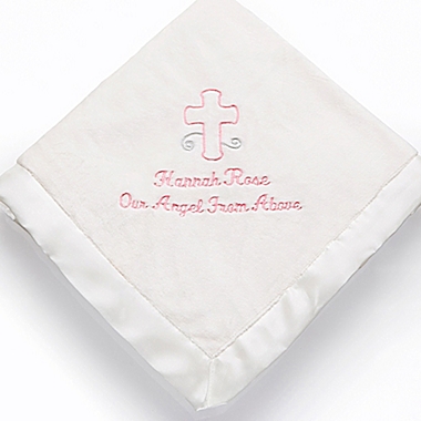 &quot;God Bless&quot; Baby Embroidered Blanket in Ivory. View a larger version of this product image.