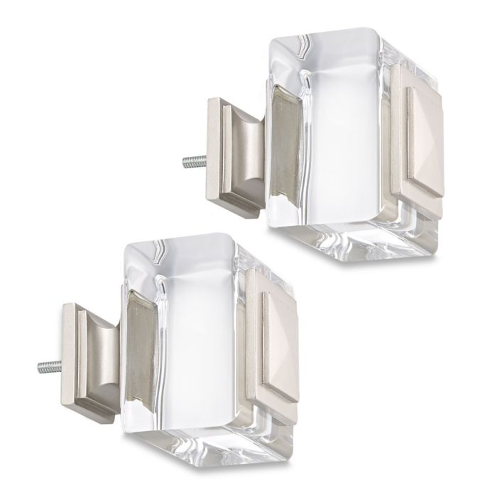 Cambria® Estate Normandy Square Finials in Brushed Nickel (Set of 2