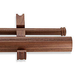 Cambria® Estate Wood 36-Inch Double Smooth Curtain Rod in Brown