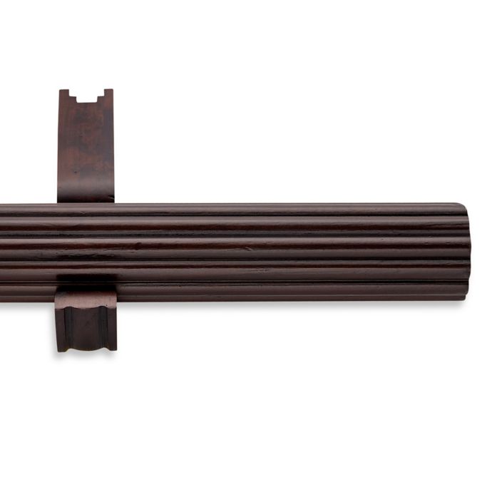 Cambria® Estate Wood Single Fluted Curtain Rod in Chocolate Bed Bath