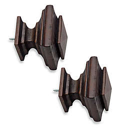 Cambria® Estate Wood Square Finials in Chocolate (Set of 2)