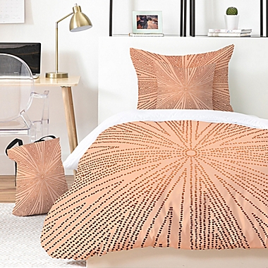 Deny Designs Copper Leaf 4-Piece Twin/Twin XL Duvet Cover Set in Gold. View a larger version of this product image.