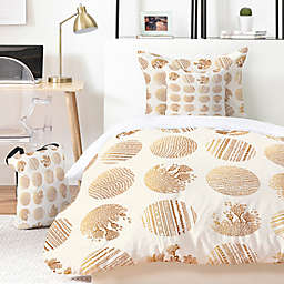 Deny Designs Vanilla Dot 4-Piece Twin/Twin XL Duvet Cover Set in Gold