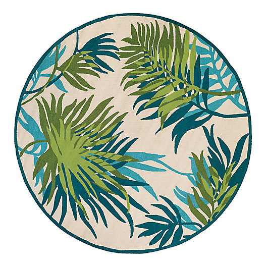 Jungle Leaves Indoor Outdoor Rug, 9 Inch Round Area Rug