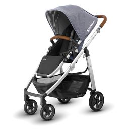 UPPAbaby® CRUZ 2017 Stroller with Leather Handles in Gregory (Chambray Blue Fabric/Silver Frame)