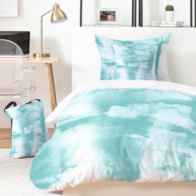 Deny Designs Mareike Boehmer Watercolors Duvet Cover Set In Teal