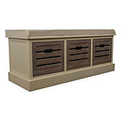 Decor Therapy Melody Storage Bench in White/Brown