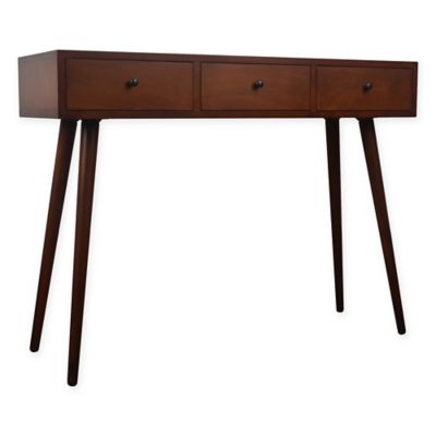 Mid Century 3 Drawer Console Table, Walnut Console Table Modern