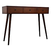 Decor Therapy Mid-Century 3-Drawer Console Table with Walnut Finish