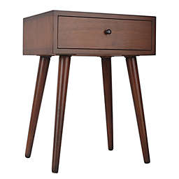 Decor Therapy Mid-Century 1-Drawer Accent Table with Walnut Finish
