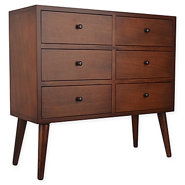 Decor Therapy Mid-Century 6-Drawer Storage Chest with Walnut Finish. View a larger version of this product image.