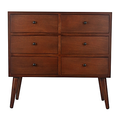 Decor Therapy Mid-Century 6-Drawer Storage Chest with Walnut Finish. View a larger version of this product image.