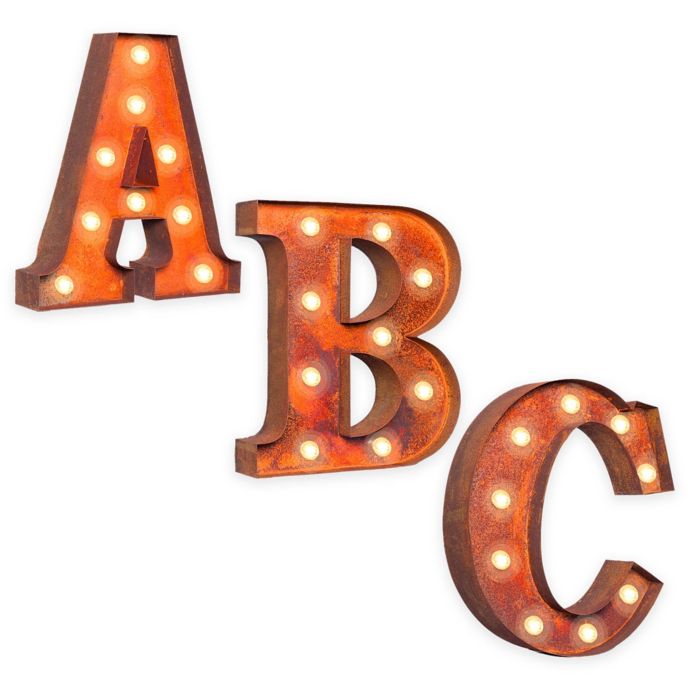 Vintage Retro Lights Signs Metal Letter Light Up Wall Art Collection Bed Bath Beyond