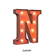 Vintage Retro Lights & Signs Metal Letter &quot;N&quot; Light-Up 10-Inch x 12-Inch Wall Art