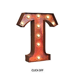 Vintage Retro Lights & Signs 12-Inch x 10-Inch Metal Letter "T" Light-Up Wall Art