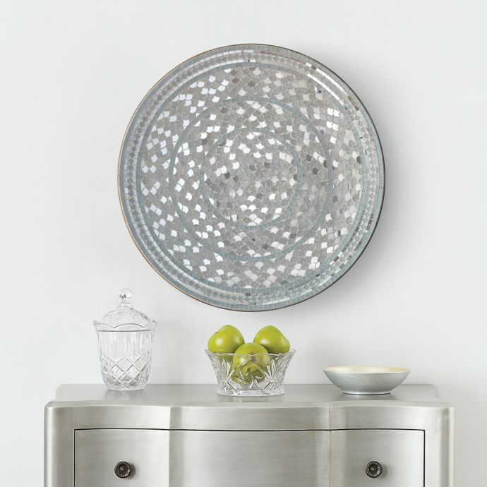 Mosaic 24 Inch Disc Wall Art in Silver | Bed Bath & Beyond