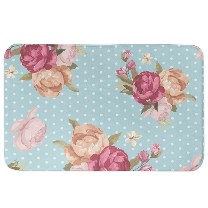 Designs Direct 34 Inch X 21 Inch Floral Dot Bath Mat Bed Bath