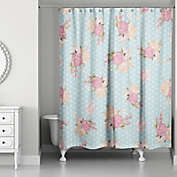Designs Direct Floral Dot Shower Curtain in Blue/Pink