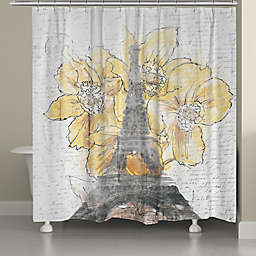 Laural Home Daffodil Blooms Eiffel Tower Shower Curtain
