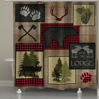 Laural Home Lumberjack Plaid Lodge Patch Shower Curtain Bed Bath Beyond