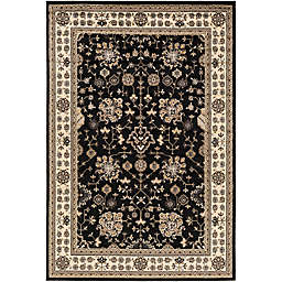 Surya Peroz Classic Floral Border 5-Foot 3-Inch x 7-Foot 6-Inch Area Rug in Black