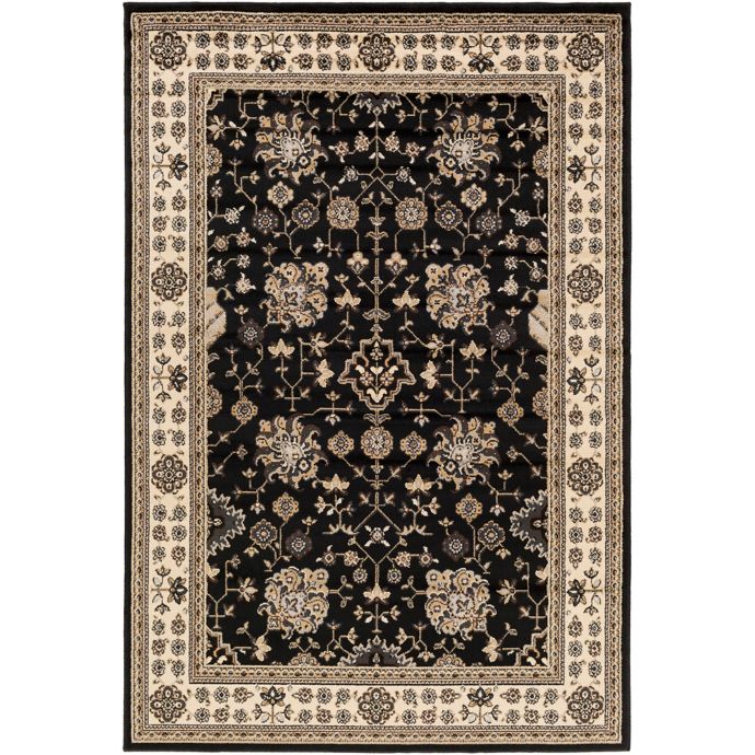 Surya Peroz Classic Floral Border 2 Foot 2 Inch X 7 Foot 6 Inch Runner In Black Bed Bath Beyond