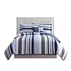 Alternate image 2 for My World Mason Stripe Full Quilt Set in Blue/White