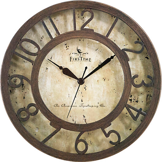 Alternate image 1 for FirsTime® 8-Inch Brown Crackle Wall Clock in Oil Rubbed Bronze