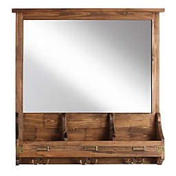 Kate and Laurel Stallard Wall Mirror with Hooks