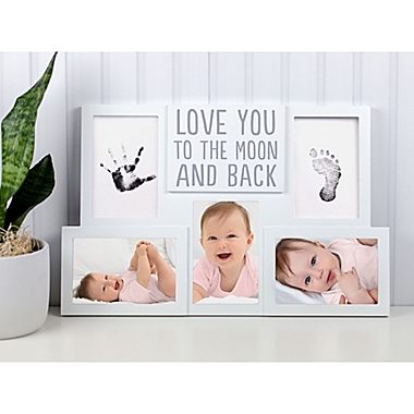 Pearhead&reg; &quot;Love You to the Moon and Back&quot; Handprint and Footprint 3-Photo Photo Frame in White. View a larger version of this product image.