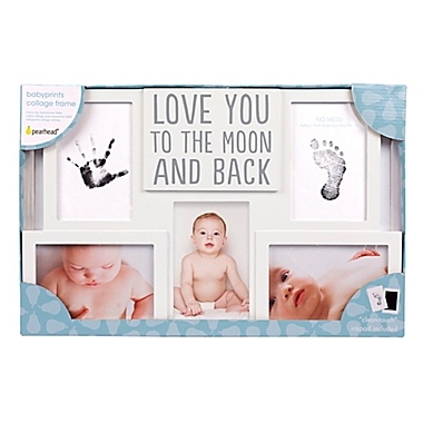 Pearhead&reg; &quot;Love You to the Moon and Back&quot; Handprint and Footprint 3-Photo Photo Frame in White. View a larger version of this product image.